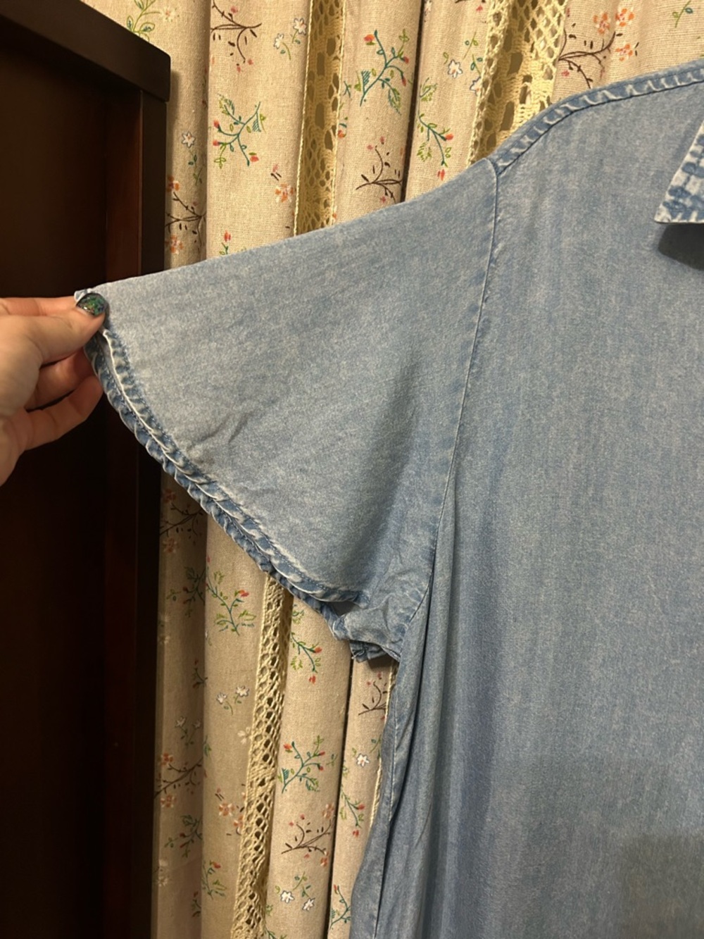 Jane + Delancey Lyocell Chambray Ruffle Hem Dress XL Pockets - Picture 3 of 6